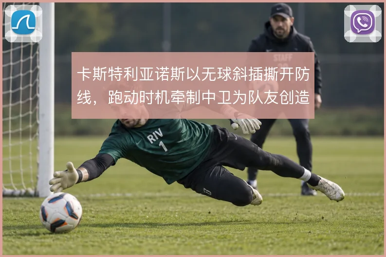 卡斯特利亚诺斯以无球斜插撕开防线，跑动时机牵制中卫为队友创造空当